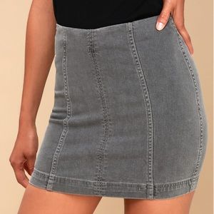 Free People Modern Femme Washed Gray Denim Mini Skirt